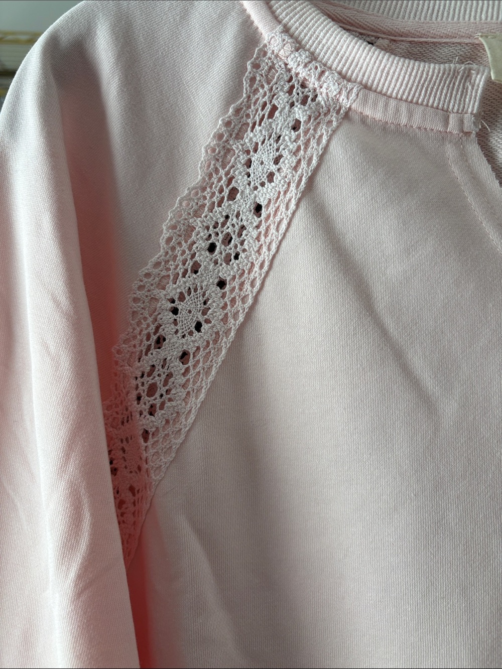 BiBi Soft Blush Lace-Trim Pullover - Picture 4 of 5